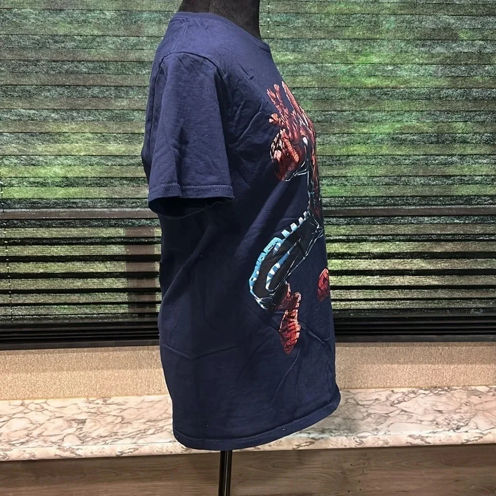 Marvel Boys Spiderman Navy Short‎ Sleeve Crewneck Graphic Print T-Shirt Medium